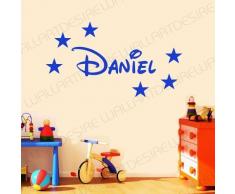 DISNEY STYLE PERSONALISED NAME & STARS BEDROOM VINYL WALL ART DECAL STICKER 14 COLOURS AVAILABLE ***PLEASE MESSAGE US WITH NAME *** (BLUE, 20 CM X 60 CM) by WALL ART DESIRE