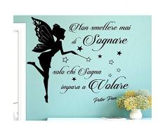 Italia Adesivo Murale Frase Citazione Wall Stickers Adesivi Murali Peter Pan NON SMETTERE MAI DI SOGNARE SOLO CHI SOGNA IMPARA A VOLARE 83 * 100cm