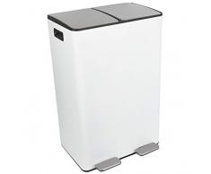 Ribelli Pattumiera in acciaio inox pattumiera differenziata pattumiera a pedale contenitore rifitui 60 L (2x30L), colorazione:bianco