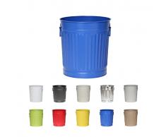 Jinfa Pattumiera per differenziata bidone spazzatura vintage in metallo cesta porta giochi contenitore cibo cani | SOLO secchio senza coperchio | Blu | Misura: XL | Ø 42 cm, h 47,5 cm | Vol. 62 litri