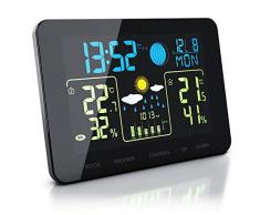 Bearware - Stazione Meteorologica Compatta con display a colori e sensore esterno - Temperatura interna ed esterna - touch - Barometro con compensazione dell’altitudine - Allarme gelo - 2 allarmi