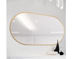 YKYR Specchio da Bagno in Oro Ovale Specchio Bagno con Cornice Metallo Nero Specchio da Parete 40 X 80cm Moderno Specchio Verticale O Orizzontale Appeso (Color : Gold, Size : 40 * 60cm)