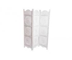 Suska-Regalos - Paravento in Legno Intagliato 150 x 183 x 2 Bianco, 150 x 183 cm