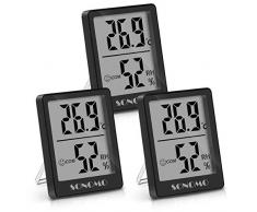 Sonomo Igrometro Termometro 3 Pezzi Termometro Ambiente Interno Igrometro Digitale Misuratore Umidità Ambiente Soggiorno, Camera Dei Bambini, Ufficio（Nero)