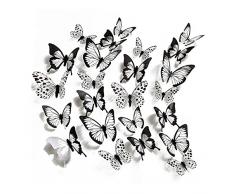 Misazy Adesivo farfalla in PVC,Adesivi Murali Farfalla,Adesivo murale farfalla in bianco e nero per la casa Soggiorno Sala studio Camera da letto per bambini Sfondo Wall Stickers