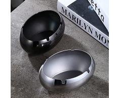 Posacenere antivento, per sigarette, elegante, in acciaio inox, per uso interno ed esterno, portacenere per fumatori, da tavolo per affumicare, per casa, ufficio, giardino (grande, nero)