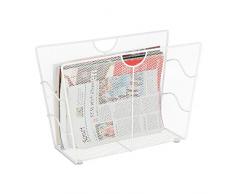 Relaxdays Portariviste, in Metallo, Organizer Porta Giornali, Autoportante, Salotto & Bagno, 27 x 39 x 17 cm, Bianco, 100% Acciaio, 1 pz