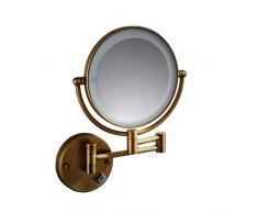 Specchio per il trucco, specchio cosmetico cosmetico a led da 8 pollici in bronzo a doppia faccia ingrandimento 3 volte Specchio telescopico da parete per bagno Specchio da appendere alla parete
