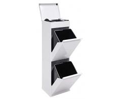 ARREGUI Top CR221-B Pattumiera per raccolta differenziata con ripiano superiore multiuso, 2 secchi, mobile dacciaio per differenziata, 2 x 17L - 34L, bianco