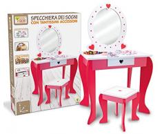 Teorema 40617 - Specchiera in Legno per Bambine con Sgabello ed accessori, H 90 cm.