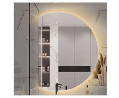 RDBSMGX Specchio Bagno con Luce A Led Specchio Trucco A Parete Specchio Decorativo Semicircolare A Comando Individuale Dimmerabile A 3 Colori (3000-6000k)