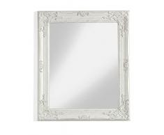 MONTEMAGGI Specchio in Legno Bianco con Cornice Shabby, Specchiera da Parete Rettangolare per camera da letto, bagno o soggiorno, Specchio Shabby Bianco Anticato, 62x4x72 cm
