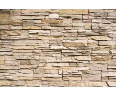 Muro di pietra FOTOMURALE - Asian Stonewall beige marrone XXL tappezzeria da parete /pietre decorazione da parete by GREAT ART (210 x 140 cm)