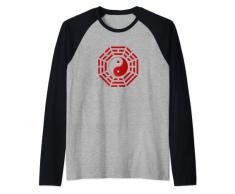 Specchio Bagua Feng Shui Yin Yang Simbolo per gli amanti di Tai Chi Maglia con Maniche Raglan
