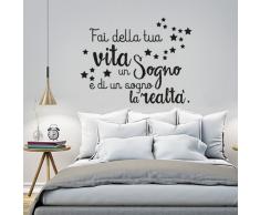 01253 Adesivo murale Wall Art "Fai della tua vita un sogno" - Misure 100x77 cm - Nero - Decorazione parete, adesivi per muro, carta da parati