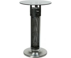 Riscaldatore totem da esterni radiante con tavolino e luce LED con diffusione del calore a 360 gradi Resistenza in fibra di carbonio per una potenza totale di 1600W