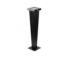 ADORINI Design posacenere con piedistallo - 3 in 1 - per uso interno ed esterno - altezza 94 cm - colore nero ed argento in acciaio inossidabile ad alta qualità con protezione antifurto.