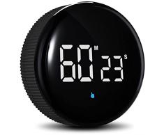 Rheross Timer da Cucina Ricaricabili,Timer di Produttività Magnetica con Display Un LED,Timer Visivo per Aula Digitale per Bambini(Nero)