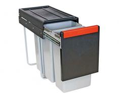 Franke Cube 30 - Pattumiera estraibile a 3 scomparti per la raccolta differenziata (3 x 10 L)
