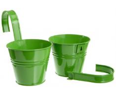 Siena Garden 722610 Set 2 vasi con supporto incluso, colore: Verde