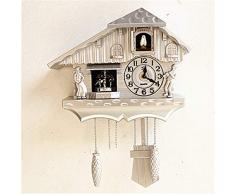 LBFXQ Orologi a cucù per Wall, Alimentato a Batteria, Orologio da Parete con Birdhouse Naturali Uccello Voices, Decorazione Domestica Semplice Naturale Disegno Squisito,B