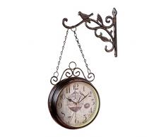 predolo Orologio da Parete a Doppia Faccia in Stile Europeo Vintage Marrone per Giardino E Casa, Studio, Regalo
