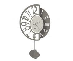 Arti & Mestieri Mandala - Orologio a pendolo da parete di Design 100% Made in Italy - in Ferro, 45x80h cm (Fango e avorio)