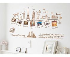ufengke® Ricordi di Viaggio Creative Picture Foto Adesivi Murali, Attrazioni di Fama Mondiale, Camera da Letto Soggiorno Adesivi da Parete Removibili/Stickers Murali/Decorazione Murale