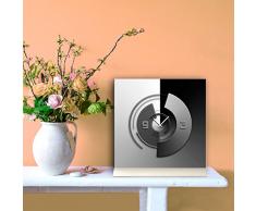 Orologio da tavolo 30 cm x30 cm con alu-supporto - Design moderno nero grigio rumore Lotto meccanismo al quarzo - Orologio da parete-PENDOLA TU5043 DIXTIME