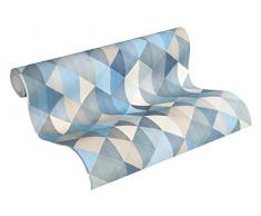 A.S. Création Carta da parati in tessuto non tessuto Scandinavian 2, geometrica, grafica, 10,05 m x 0,53 m, blu, marrone, grigio, Made in Germany 367863 36786-3