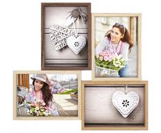 Zep Montreaux 4Q - Cornice portafoto multipla, Per quattro fotografie 13 x 18 cm, Legno, Multicolore