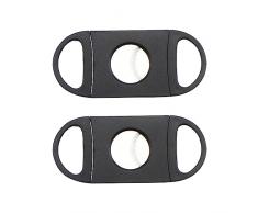 Fezf 2 Pezzi Taglia Sigaro,Tagliasigari,Tagliasigari in plastica, Tagliasigari con Doppie Lame in Acciaio Inox, per la Maggior Parte dei Sigari-Nero
