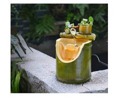 Resina di bambù Indoor Water Feature Fontana Coperta, Home Decor Garden Ornamenti Feng Shui Ornamenti