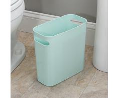 InterDesign Una Cestino per carta con manici, Cestino della spazzatura in plastica per ufficio o cucina, Verde menta