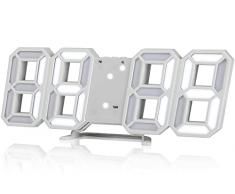 ZWOOS Orologio Digitale a LED Porta USB - Orologio Luminoso Regolabile con Calendario, Allarme, Indicatore di Temperatura - Ideale per Ufficio, Casa, Hotel, Stanza