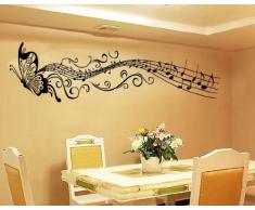 Blansdi PVC nero Animale Farfalla Musical Note murale decelerazione Wall Sticker 35X160cm