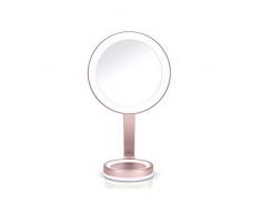 BaByliss 9450E Specchio Ultra Slim Beauty Mirror con illuminazione circolare LED con 3 impostazioni di intensità, 2 effetti luce sulla base, ingrandimento 10X per dettagli ultra-ravvicinati