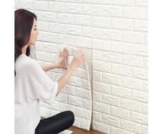 10 Pcs 3D Carta da Parati Mattoni Bianco, YTAT 3d Muro Di Mattoni adesivi pannelli, Carta da Parati per Cucina, Bagno, Soggiorno, Salone, Ufficio, TV Sfondo