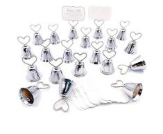 JZK 20 x Segnaposto campanelle cuore tirabaci bomboniera matrimonio battesimo compleanno Albero di Natale campana tirabaci
