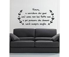 Adesivo murale - Wall Sticker - vivere e sorridere dei guai - by tshirteria