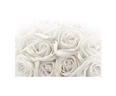 Bilderwelten Carta da parati premium - Rose Bianche - Carta da parati a fiori fotomurale carta da parati larga carta da parati tessuto non tessuto tappezzeria carta da parati moderna 3D parati di design, Dimensione AxL: 225cm x 336cm