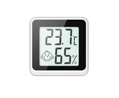 Digitale Igrometro Termometro, Mini Termoigrometro da Interno Monitor di Temperatura e umidità con lIcona di comforto Funzione ℃/℉ (Nero)
