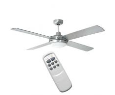 DCG VE40 VENTILATORE DA SOFFITTO 4 PALE MINIMA RUMOROSITA CON PORTALAMPADA INCLUSO ATTACCO E27 - TELECOMANDO IN DOTAZIONE PER ACCENSIONE REGOLAZIONE VELOCITALARGHEZZA PALE 130CM (SINGOLA PALA 50CM)