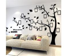 3D Albero Adesivi, Fai da te Albero Adesivo da Parete Murali Cornici per Foto Sticker Decorazioni per Soggiorno, Asili Nido, Bambini Stanze, Camera da Letto(L: 175 * 230CM,Nero Sinistra)