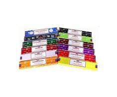 Satya Sai Baba - Incenso in bastoncini Nag Champa in 11 fragranze, con 1 supporto portaincenso incluso, 12 confezioni da 15 g 1 per ogni tipo di incenso della seire Nag Champa: celestiale, mezzanotte, foresta patchouli, legno di