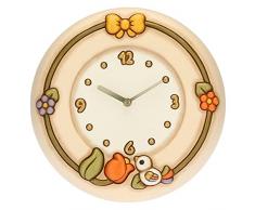 THUN - Orologio Da Parete Country Con Tulipano e Uccellino - Living, Arredare la casa - Idea Regalo - Linea Country - Ceramica, Meccanismo In Plastica - Ø 26 cm; profondità 4,5 cm