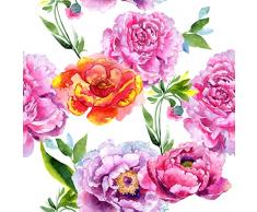 ReWallpaper Carta da Parati Adesiva Muro Fiori Rosa Carta Adesiva Rosa Peonia Vintage Carta Adesiva Bianco e Rosa Pellicola Adesiva per Mobili Fantasia Floreale Carta Parati Armadio Bagno 44.5CM×3M