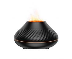 m MU Diffusore di Oli Essenziali, Diffusore di Aromi a Fiamma Vulcanica Lampada a Olio Essenziale, 130ML Umidificatore Ambiente, Spegnimento Automatico, Type-C, Funziona Solo con Il Cavo (NERO 1PZ)