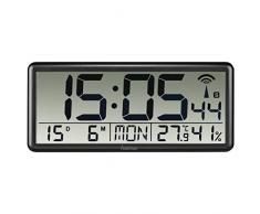 Orologio da parete radiocontrollato digitale Jumbo, nero