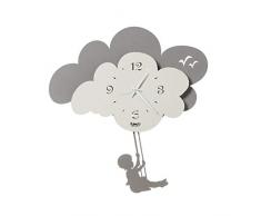 Arti & Mestieri Nuvola - Orologio da Parete con Pendolo di Design 100% Made in Italy - in Ferro, 35 x 35 cm - Avorio e Fango